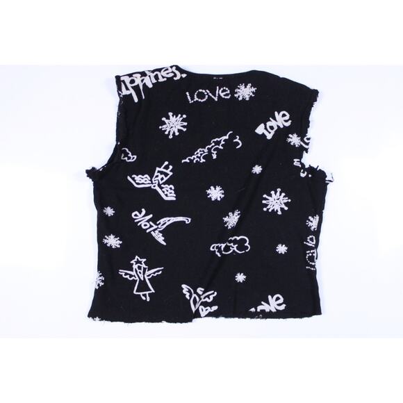 Chico Y2K 90s sz 0 S tank Peace hippie India cutoff crop sleeveless black - Picture 3 of 3